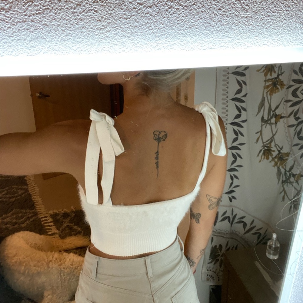 Urban Outfitters white fuzzy crop top